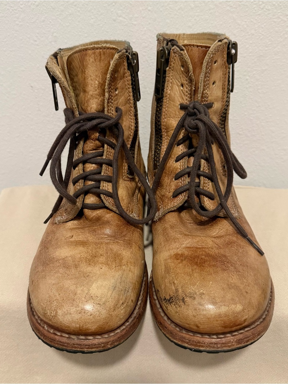 Bed Stu Leather Tactic Trek Tan Rustic Moto Combat Boots Festival Size 8.5 - Picture 2 of 7